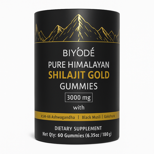 Boîte de Shilajit Gold Gummies 3000 mg, complément alimentaire naturel à base de shilajit et plantes ayurvédiques